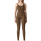 Ribbed Knit Sleeveless Jumpsuit with Scoop Neckline and Bodycon Fit