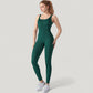 Ribbed Knit Sleeveless Jumpsuit with Scoop Neckline and Bodycon Fit
