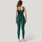 Ribbed Knit Sleeveless Jumpsuit with Scoop Neckline and Bodycon Fit