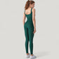 Ribbed Knit Sleeveless Jumpsuit with Scoop Neckline and Bodycon Fit