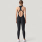 High Neck Sleeveless Activewear Jumpsuit with Back Cutout and Front Zip Closure