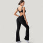 Sleeveless Open Back Fitted Jumpsuit with Flare Leg Design