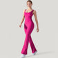 Sleeveless Open Back Fitted Jumpsuit with Flare Leg Design