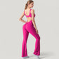 Sleeveless Open Back Fitted Jumpsuit with Flare Leg Design