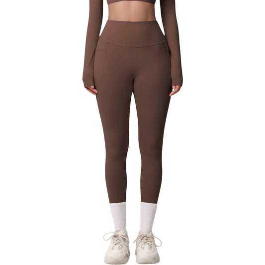 High Waist Full Length Leggings with Side Pockets and Wide Waistband