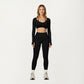 Long Sleeve Crop Top with Contrast Trim and Scoop Neckline