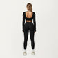 Long Sleeve Crop Top with Contrast Trim and Scoop Neckline