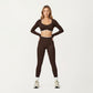 Long Sleeve Crop Top with Contrast Trim and Scoop Neckline