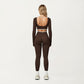 Long Sleeve Crop Top with Contrast Trim and Scoop Neckline