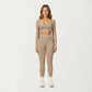 Long Sleeve Crop Top with Contrast Trim and Scoop Neckline