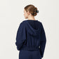 Cropped Zip-Up Hoodie with Drawstring Hood and Long Sleeves
