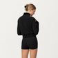 Cropped Zip Closure Vest with Stand Collar and Fitted Hem