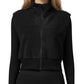 Cropped Zip Closure Vest with Stand Collar and Fitted Hem