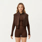 Cropped Zip Closure Vest with Stand Collar and Fitted Hem