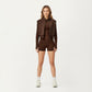 Cropped Zip Closure Vest with Stand Collar and Fitted Hem