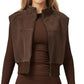 Cropped Zip Closure Vest with Stand Collar and Fitted Hem