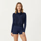 Cropped Zip Closure Vest with Stand Collar and Fitted Hem