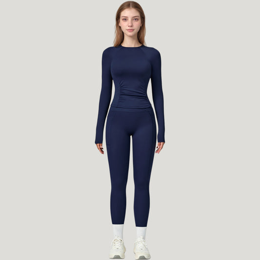 Long Sleeve Crew Neck Activewear Top with Streamlined Fit and Lightweight Stretch Performance Fabric