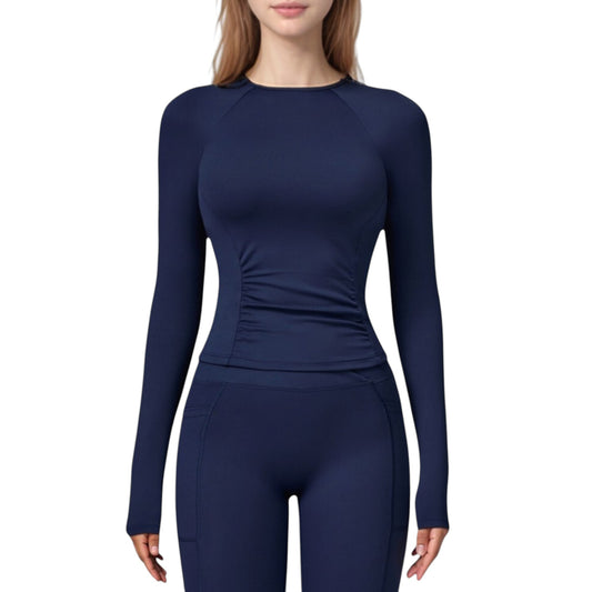 Long Sleeve Crew Neck Activewear Top with Streamlined Fit and Lightweight Stretch Performance Fabric
