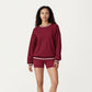 Long Sleeve Crew Neck Pullover Sweatshirt with Contrast Trim Ribbed Hem and Relaxed Fit