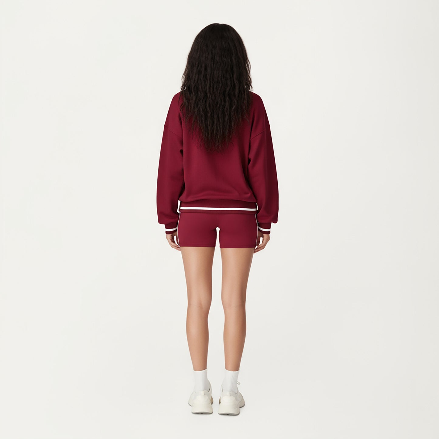 Long Sleeve Crew Neck Pullover Sweatshirt with Contrast Trim Ribbed Hem and Relaxed Fit