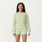 Long Sleeve Crew Neck Pullover Sweatshirt with Contrast Trim Ribbed Hem and Relaxed Fit