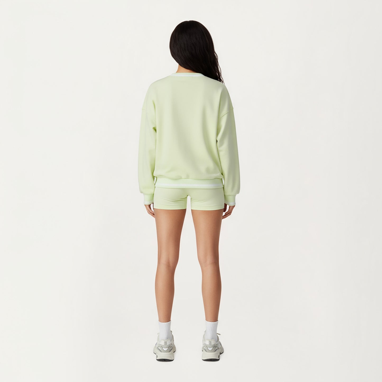 Long Sleeve Crew Neck Pullover Sweatshirt with Contrast Trim Ribbed Hem and Relaxed Fit