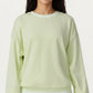 Long Sleeve Crew Neck Pullover Sweatshirt with Contrast Trim Ribbed Hem and Relaxed Fit