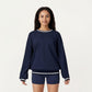 Long Sleeve Crew Neck Pullover Sweatshirt with Contrast Trim Ribbed Hem and Relaxed Fit