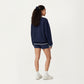 Long Sleeve Crew Neck Pullover Sweatshirt with Contrast Trim Ribbed Hem and Relaxed Fit