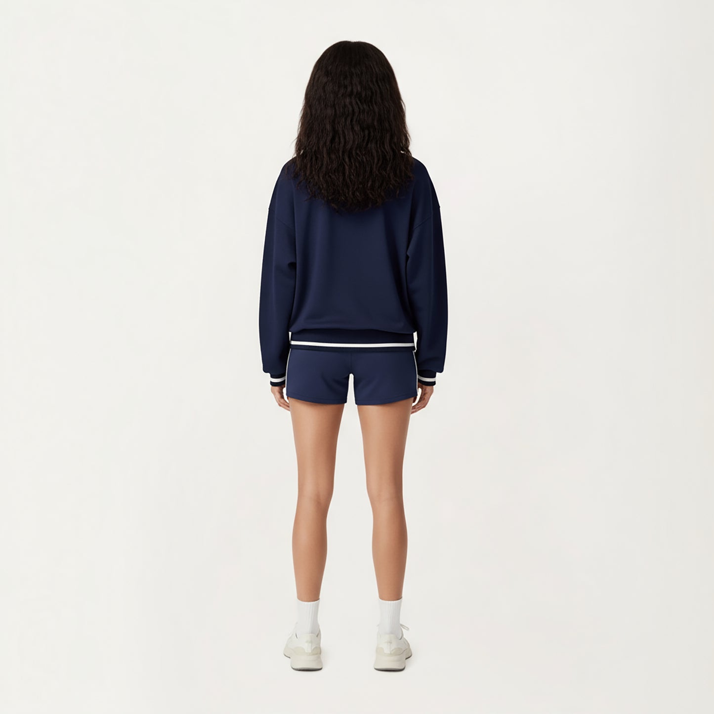 Long Sleeve Crew Neck Pullover Sweatshirt with Contrast Trim Ribbed Hem and Relaxed Fit
