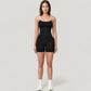 Seamless Activewear Tank Top with Adjustable Spaghetti Straps and Fitted Contour Design
