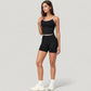 Seamless Activewear Tank Top with Adjustable Spaghetti Straps and Fitted Contour Design