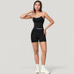 Seamless Activewear Tank Top with Adjustable Spaghetti Straps and Fitted Contour Design