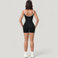 Seamless Activewear Tank Top with Adjustable Spaghetti Straps and Fitted Contour Design