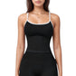 Seamless Activewear Tank Top with Adjustable Spaghetti Straps and Fitted Contour Design