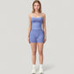Seamless Activewear Tank Top with Adjustable Spaghetti Straps and Fitted Contour Design