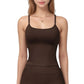 Seamless Activewear Tank Top with Adjustable Spaghetti Straps and Fitted Contour Design