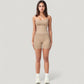 Seamless Activewear Tank Top with Adjustable Spaghetti Straps and Fitted Contour Design
