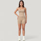 Seamless Activewear Tank Top with Adjustable Spaghetti Straps and Fitted Contour Design