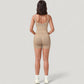 Seamless Activewear Tank Top with Adjustable Spaghetti Straps and Fitted Contour Design