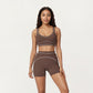 Sports Bra with Scoop Neck, Wide Straps, and Contrast Stitch Detailing for Medium Support