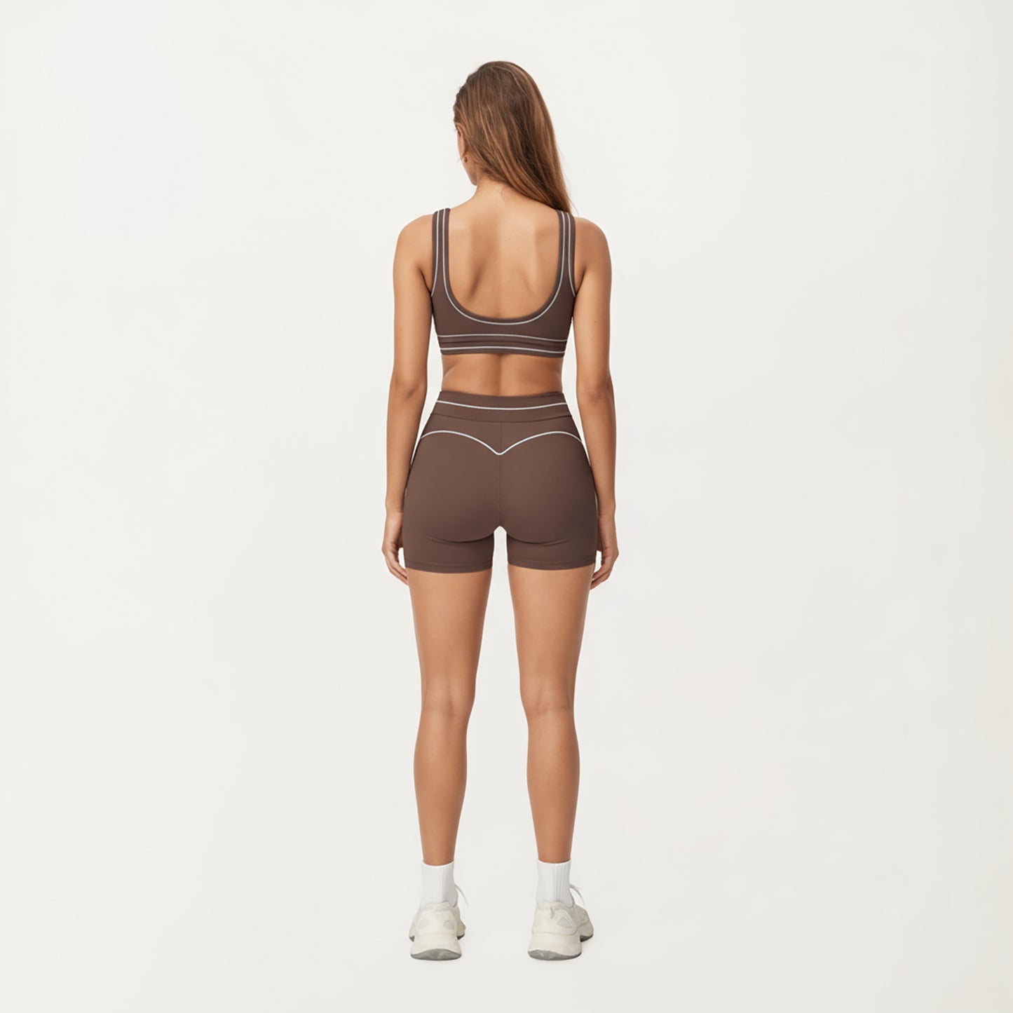 Sports Bra with Scoop Neck, Wide Straps, and Contrast Stitch Detailing for Medium Support