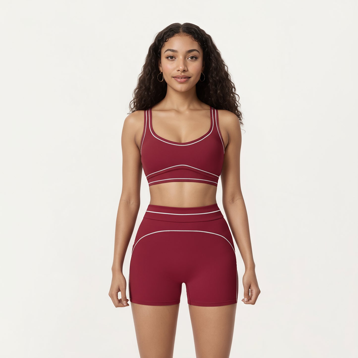 Sports Bra with Scoop Neck, Wide Straps, and Contrast Stitch Detailing for Medium Support