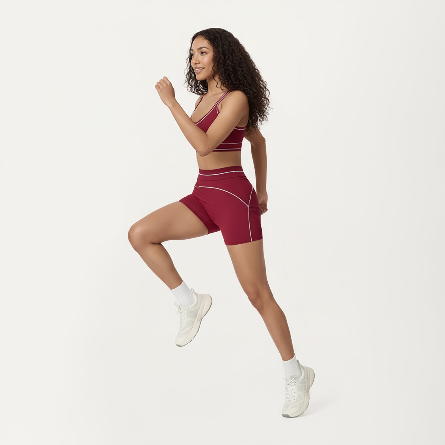 Sports Bra with Scoop Neck, Wide Straps, and Contrast Stitch Detailing for Medium Support
