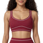 Sports Bra with Scoop Neck, Wide Straps, and Contrast Stitch Detailing for Medium Support