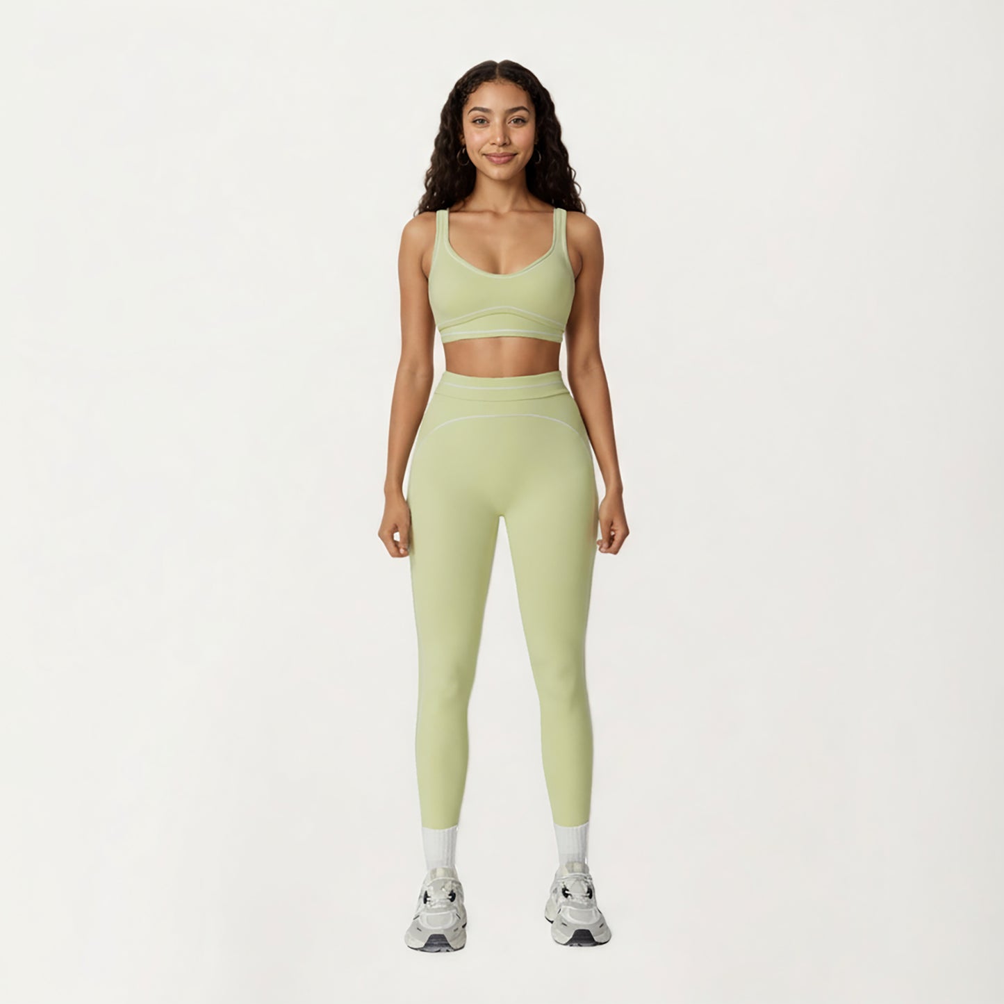 Sports Bra with Scoop Neck, Wide Straps, and Contrast Stitch Detailing for Medium Support