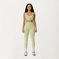 Sports Bra with Scoop Neck, Wide Straps, and Contrast Stitch Detailing for Medium Support