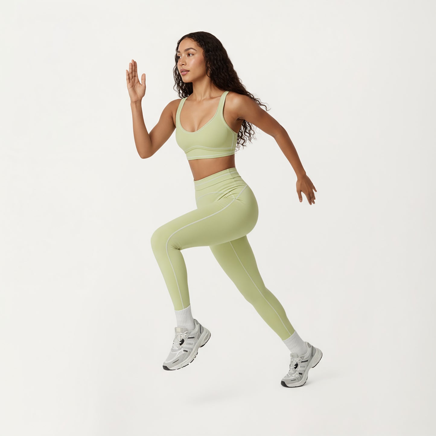 Sports Bra with Scoop Neck, Wide Straps, and Contrast Stitch Detailing for Medium Support