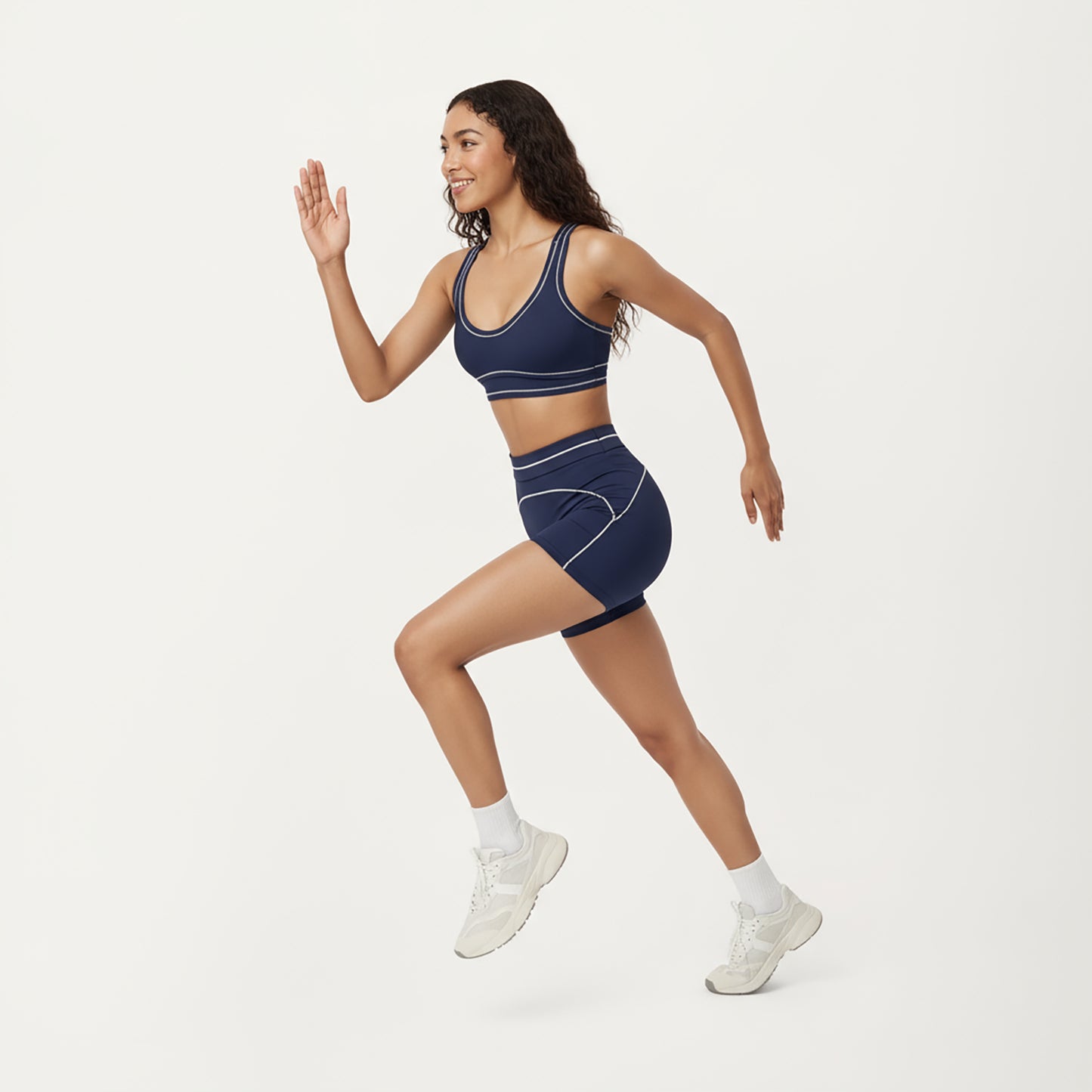 Sports Bra with Scoop Neck, Wide Straps, and Contrast Stitch Detailing for Medium Support